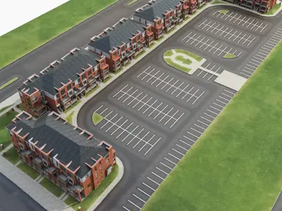 Apartment Complex Low-poly 3D model