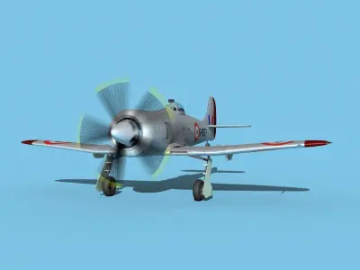 Hawker Tempest MKII V09 RAF 3D model
