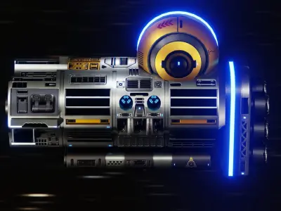 Galactic Core spaceship Low-poly 3D model