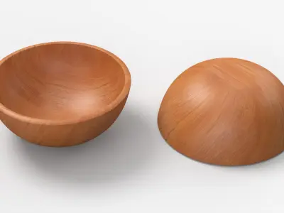 Acerola Fruit with Wooden Bowl Red 3D model
