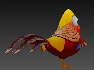 Golden pheasant Low-poly 3D model