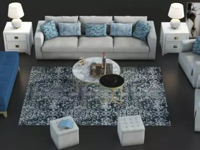Set of furniture with carpet 3D model