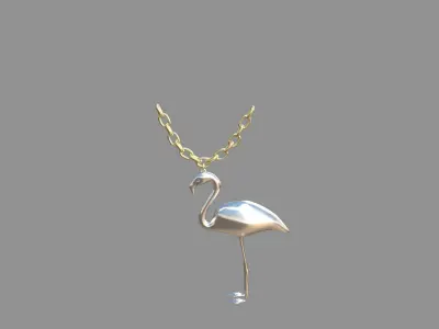 flamingo locket silver 3D model