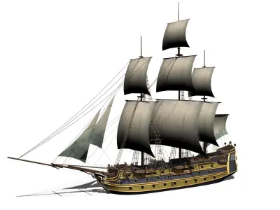 battleship Low-poly 3D model