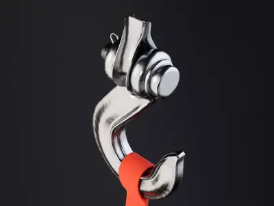 heavy duty winch crane or tow slip hook 3d model 3D model