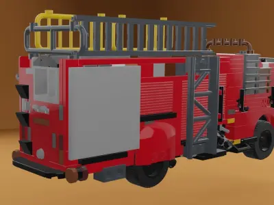 lego firetruck Low-poly 3D model