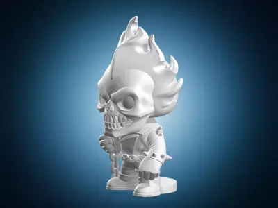Flaming Skull Biker Character 3D print model