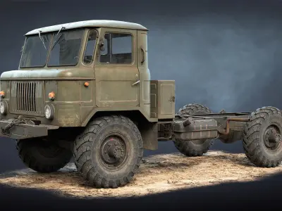 GAZ-66 Chassis Low-poly 3D model