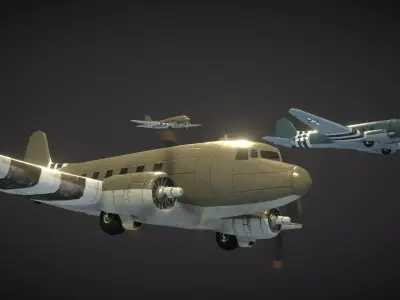 Douglas C-47 Skytrain Low-poly 3D model
