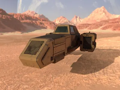 Sci-fi desert speeder Low-poly 3D model