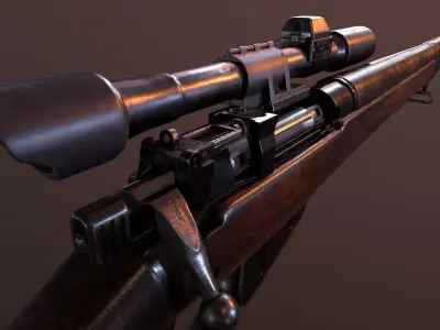 Lee Enfield WW2 Sniper Rifle PBR Low-poly 3D model