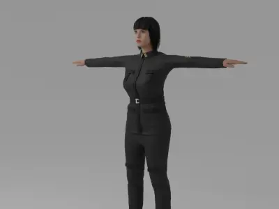 WW2 Soldier Woman Low-poly 3D model