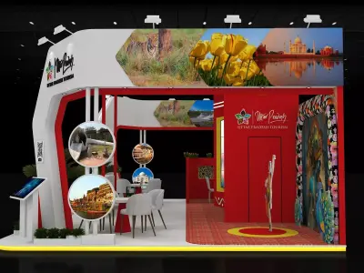 10mtr x10mtr expo stall 3side open Exhibition Stand Free low-poly 3D model