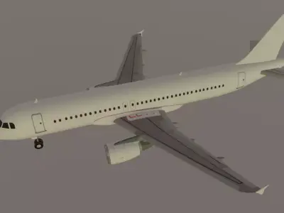 Airbus a320-214 plain white livery  3D model Low-poly 3D model
