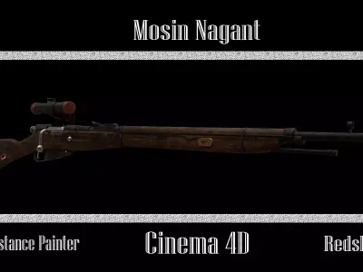 Sniper Rifle WW2 Mosin Nagant UPDATED Low-poly 3D model