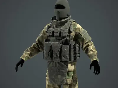 Russian 6B45 Ratnik Plate Carrier Vest Low-poly 3D model