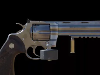 Realistic Revolver Handgun Detailed Hard Surface PBR Asset Low-poly 3D model