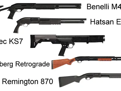 Shotgun Kitbash Low-poly 3D model