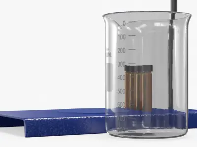 Laboratory Dimroth Condenser Setup with Stand Clear Blue Silver 3D model