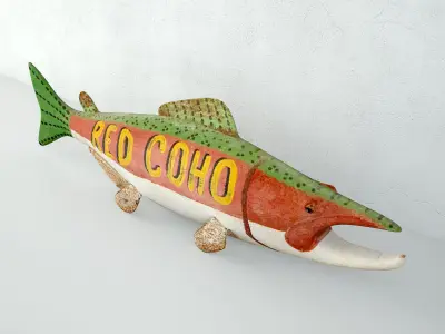 Red Coho Salmon Fish Trade Sign 3D model