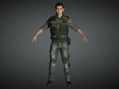 AAA Apocalypse Male Character 08 Low-poly 3D model