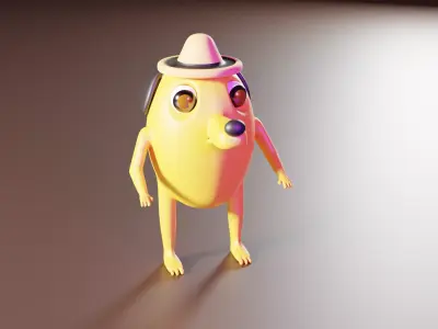 Doggy banana wearing hat Free low-poly 3D model