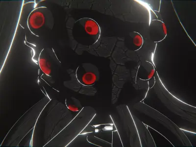 Character vs Cthulhu Animated blend Scene Low-poly 3D model