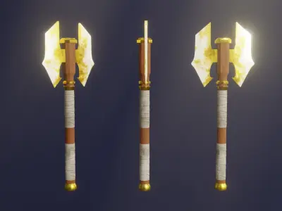 Double Bit Light  Axe - Elemental Battle Axe - Model 01 Low-poly 3D model