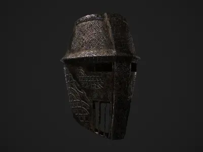 Medieval Crusader Knight Helmet Free low-poly 3D model