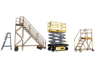 Aircraft Maintenance Ladders Collection Low-poly 3D model