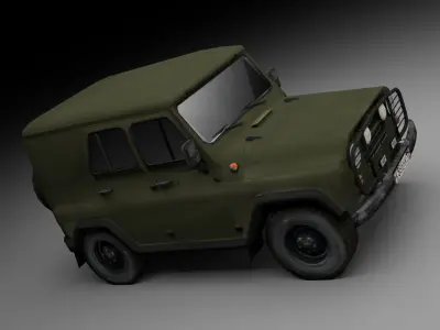 Uaz 3d army jeep - military jeep Free low-poly 3D model