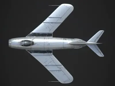 mig-17 silver fighter jet Low-poly 3D model