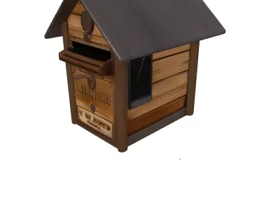 Rustic Wooden Mailbox with Post 3D model