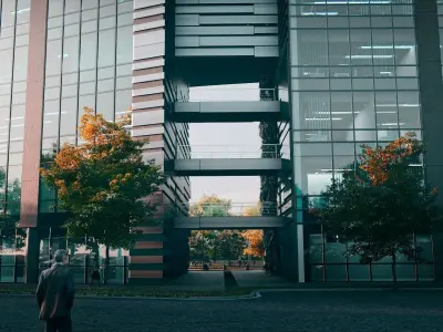 Glass Office Building - Day and Night 3D model