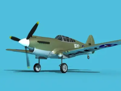 Curtiss P-40B Warhawk V13 USAAF 3D model