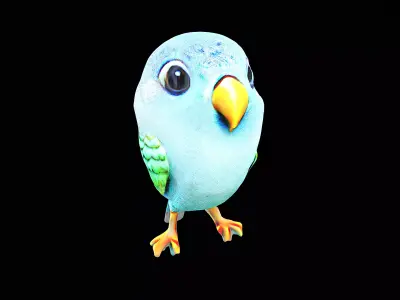 cute little parakeet bird 3D model