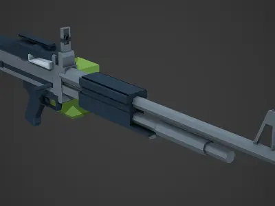 Stylized M60 LMG Low Poly Mobile Ready Low-poly 3D model