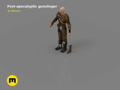 The Gunslinger - post-apocalyptic Warrior Low-poly 3D model