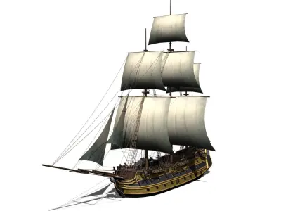 battleship Low-poly 3D model