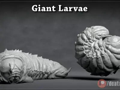 Giant Larvae - 3D Printable Character - 2 Poses 3D print model