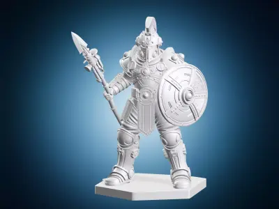 Steampunk Space Legion Heavy Mech Soldier with Spear and Shield 3D print model