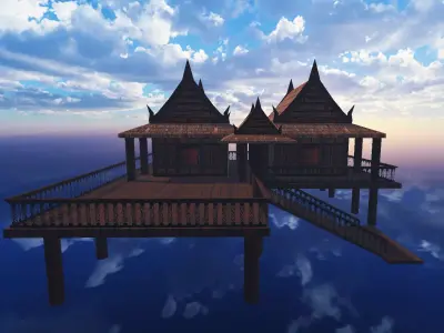 Thai traditional house 02 Low-poly 3D model