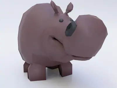 Hippopotamus cartoon 3d model  Low-poly 3D model