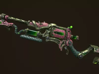 Modular toxic rifle shotgun revolver axe knife Free low-poly 3D model