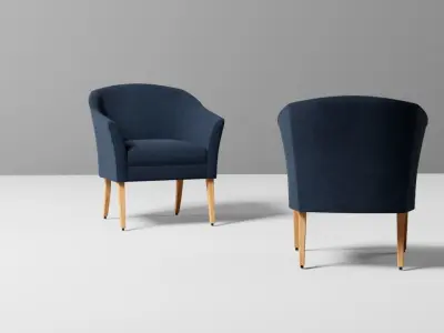  Barrel Shaped Accent Chair Blue Free 3D model