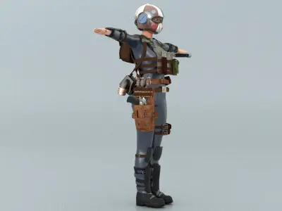 laos Game Female Soldier 3D model