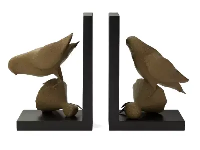 Resin Parrot Bookends in Gold Finish -Modern Shelf Decor Accents 3D model