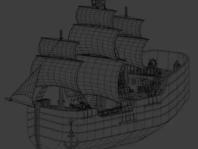 Ship pirate Low-poly 3D model
