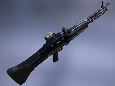 M60 machine gun Low-poly 3D model