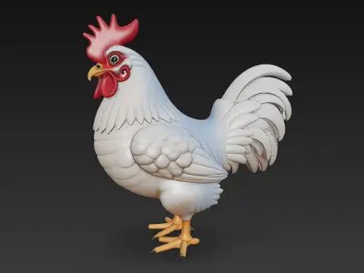 Chicken Realistic 3D Model Basic - Low Poly Realistic Low-poly 3D model